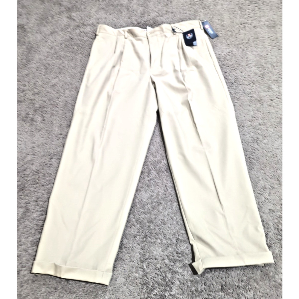 Chaps Khaki Pants Mens 38x30 Classic Fit Pleated Front Twill Cotton NEW w/ Tag